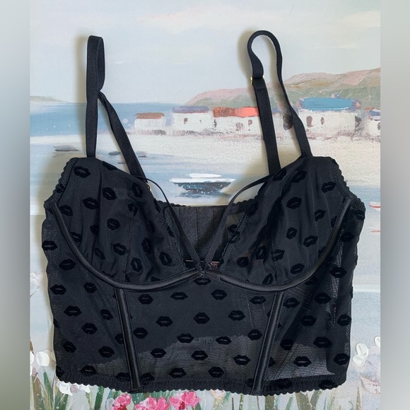 Victoria’s Secret Very Sexy Sheer Black Dainty Lace Corset Bra 32B💋💗🖤 - Picture 7 of 15
